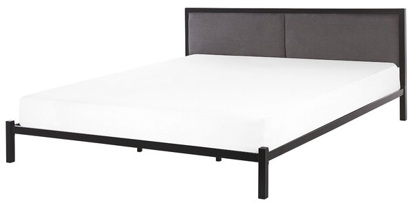 Kovová černá postel s šedou čelní deskou a rámem CLAMART 180 x 200 cm