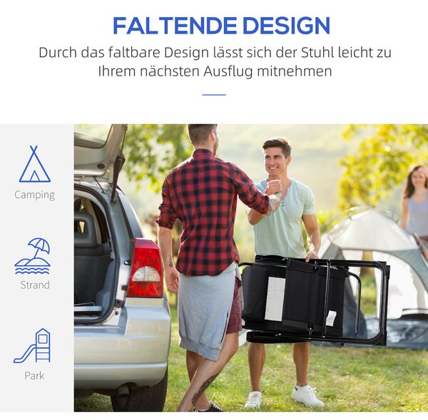 Outsunny Sada 2 Skládacích Křesel, Skládací Zahradní Křeslo s Nastavitelným Opěradlem pro Kempování a Relaxaci na Zahradě nebo Balkoně, Nosnost do 120