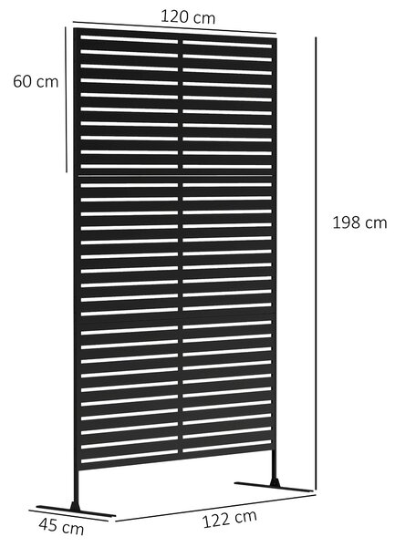 Outsunny Dělící Příčka 3-dílná 122 x 198 cm Samostatná Louver Záclona na Soukromí ve Oceli, Dělící Stěna pro Zahradu, Balkon a Terasu, Černá | Aosom