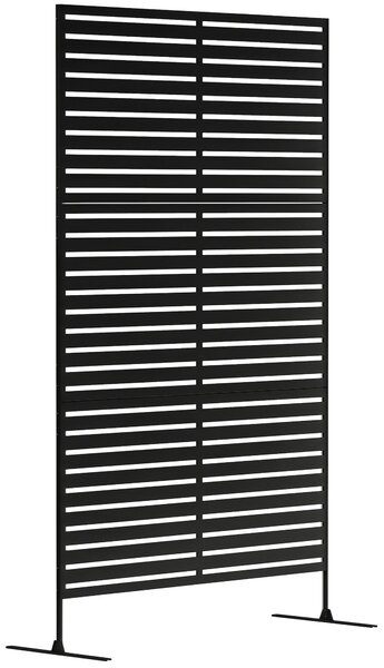 Outsunny Dělící Příčka 3-dílná 122 x 198 cm Samostatná Louver Záclona na Soukromí ve Oceli, Dělící Stěna pro Zahradu, Balkon a Terasu, Černá | Aosom
