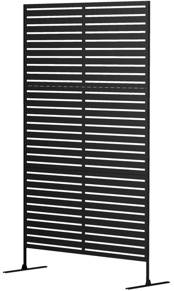 Outsunny Dělící Příčka 3-dílná 122 x 198 cm Samostatná Louver Záclona na Soukromí ve Oceli, Dělící Stěna pro Zahradu, Balkon a Terasu, Černá | Aosom