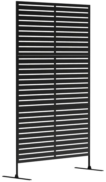 Outsunny Dělící Příčka 3-dílná 122 x 198 cm Samostatná Louver Záclona na Soukromí ve Oceli, Dělící Stěna pro Zahradu, Balkon a Terasu, Černá | Aosom