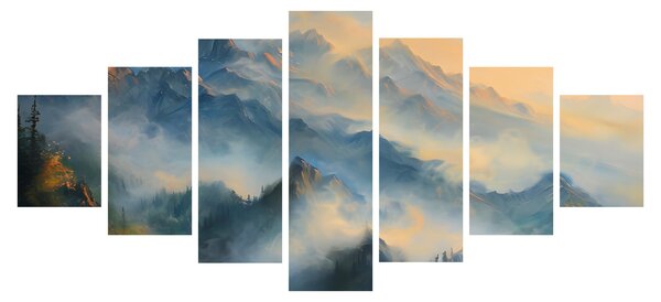 Obraz - Malovaná horská krajina (210x100 cm)