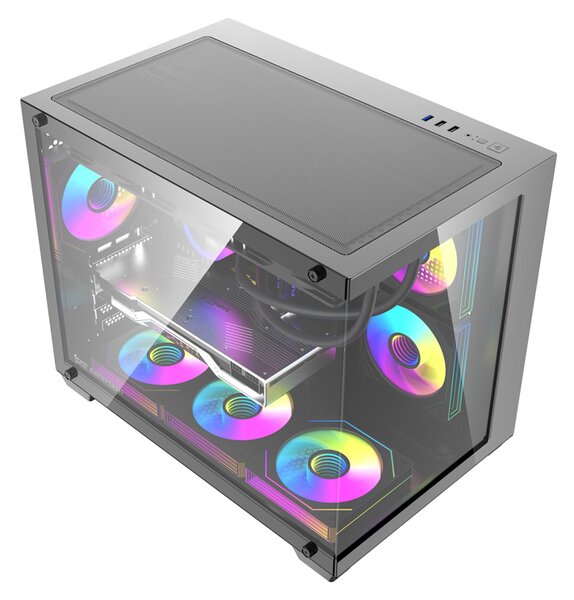 Počítačová skříň DarkFlash B275 PRO (černá) + 6 ventilátorů