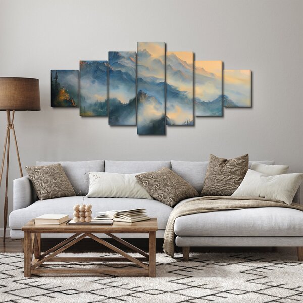 Obraz - Malovaná horská krajina (210x100 cm)