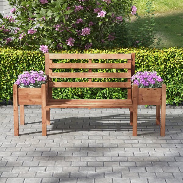 Zahradní lavička Outsunny, pro 2 osoby, dřevěná lavička s květináčem, nosnost až 240 kg, 184 x 59 x 95 cm, tmavě hnědá | Aosom