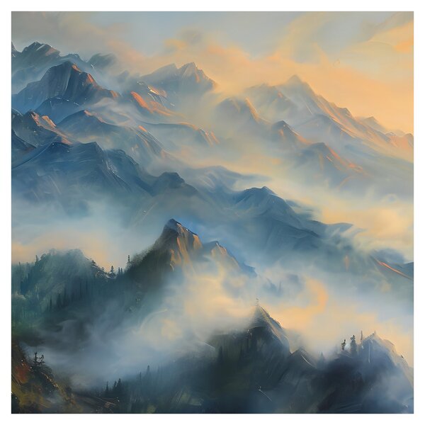 Obraz - Malovaná horská krajina (30x30 cm)