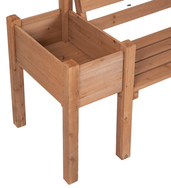 Zahradní lavička Outsunny, pro 2 osoby, dřevěná lavička s květináčem, nosnost až 240 kg, 184 x 59 x 95 cm, tmavě hnědá | Aosom