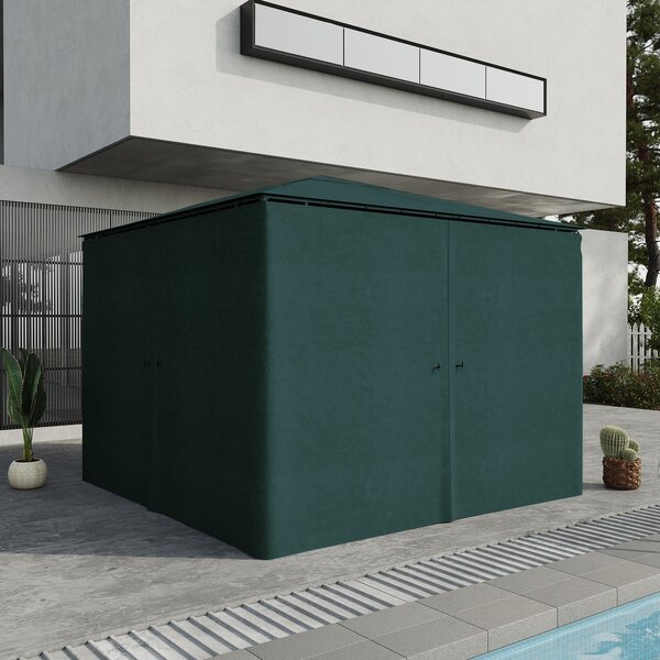 Outsunny 4 boční panely pro zahradní altán, tvrdost altánu 300 x 300 cm, ochrana před deštěm, větrem a sluncem, šedá | Aosom