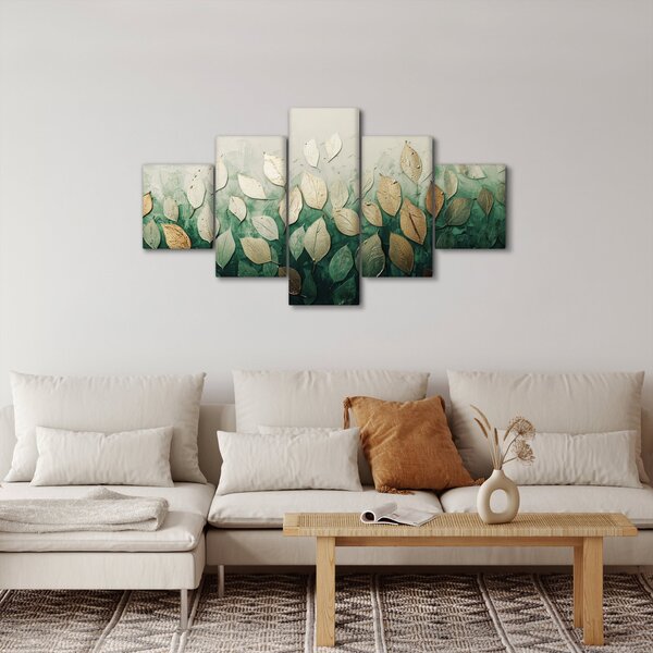 Obraz - Zlato-zelené listy (125x70 cm)