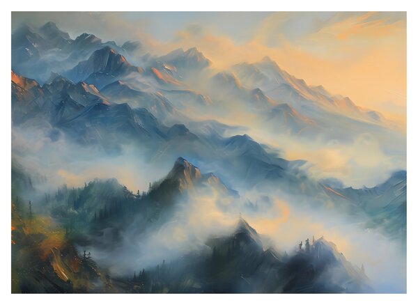 Obraz - Malovaná horská krajina (70x50 cm)