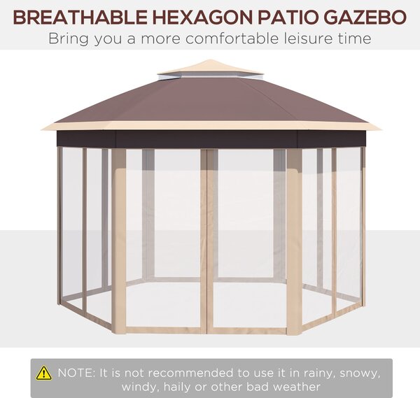 Outsunny Pavilon 4x4m Voděodolný Skládací Pavilon s Dvojitou Střechou, Zahradní Pavilon se 6 Bočními Panely, Party Stan včetně Přepravního Tašky pro Z