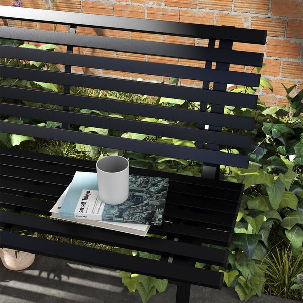 Outsunny Hliníková Zahradní Lavice pro 2 Osoby, Odolná Proti Počasí, UV-odolný Zahradní Nábytek s Designem Žaluzií, Parková Lavice s Nosností 240kg, B