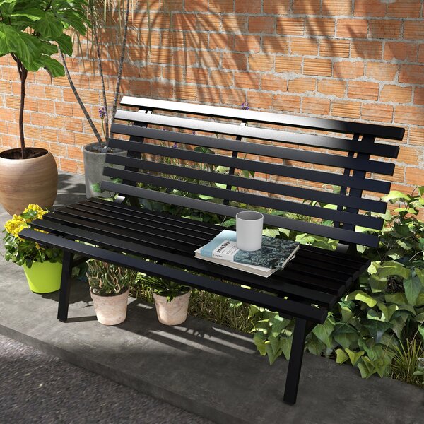 Outsunny Hliníková Zahradní Lavice pro 2 Osoby, Odolná Proti Počasí, UV-odolný Zahradní Nábytek s Designem Žaluzií, Parková Lavice s Nosností 240kg, B