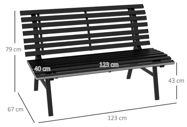 Outsunny Hliníková Zahradní Lavice pro 2 Osoby, Odolná Proti Počasí, UV-odolný Zahradní Nábytek s Designem Žaluzií, Parková Lavice s Nosností 240kg, B