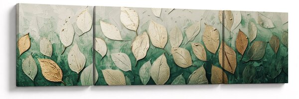 Obraz - Zlato-zelené listy (170x50 cm)