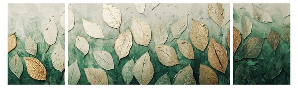 Obraz - Zlato-zelené listy (170x50 cm)