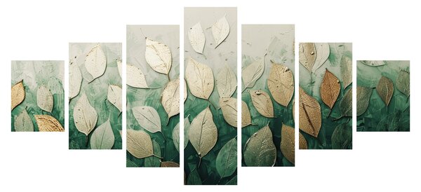 Obraz - Zlato-zelené listy (210x100 cm)