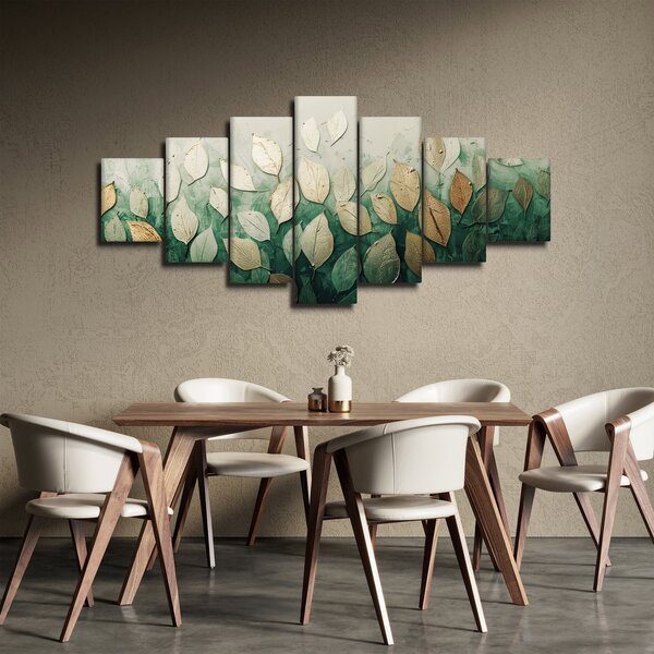 Obraz - Zlato-zelené listy (210x100 cm)