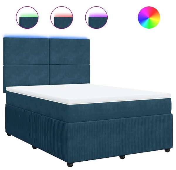 Box spring postel s matrací modrá 160 x 200 cm samet 3294680