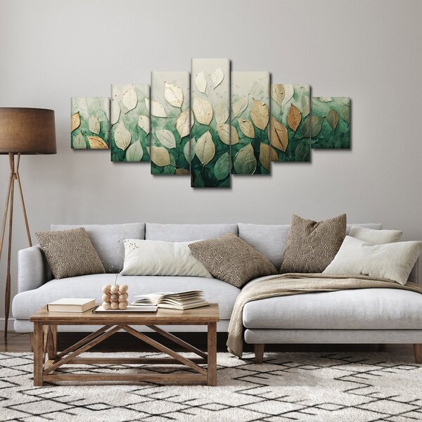 Obraz - Zlato-zelené listy (210x100 cm)