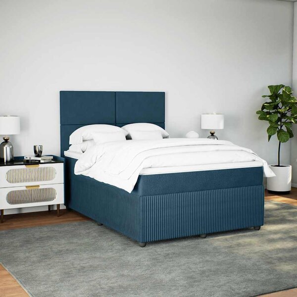 Box spring postel s matrací modrá 160 x 200 cm samet 3294680