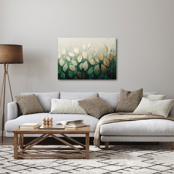 Obraz - Zlato-zelené listy (70x50 cm)