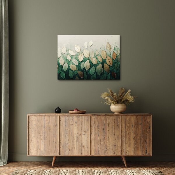Obraz - Zlato-zelené listy (70x50 cm)