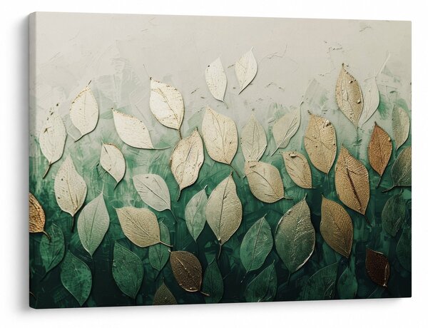 Obraz - Zlato-zelené listy (70x50 cm)