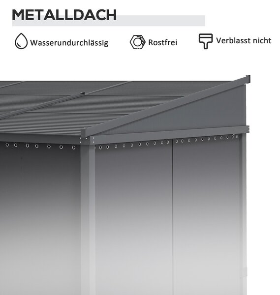 Pergola Outsunny, 3,65 x 2,55 m, Pavilon, Kryt terasy s posuvnou střechou, Zahradní pergola s závěsy, pro zahradu, dvůr, Hliník + kov, Tmavě šedá | Ao