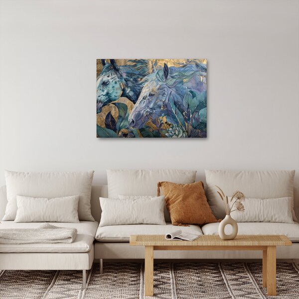 Obraz - Koně se zlatým pozadím (70x50 cm)