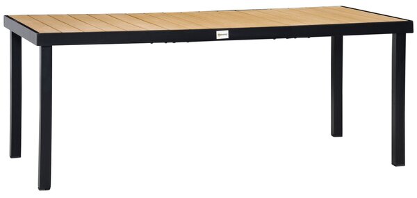 Outsunny Zahradní stůl pro 8 osob - Hliníkový jídelní stůl - Zahradní nábytek - Snadno udržovatelný plast - Přírodní + černý 190 x 90 x 74 cm | Aosom