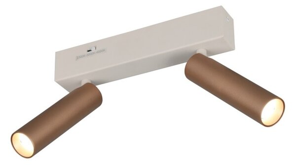 Trio T849210265 LED bodové stropní svítidlo AMBALA | 5W integrovaný LED zdroj | 2x500lm | 2300+3000+4000K | hnědá
