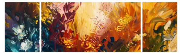 Obraz - Abstraktní malba květin (170x50 cm)