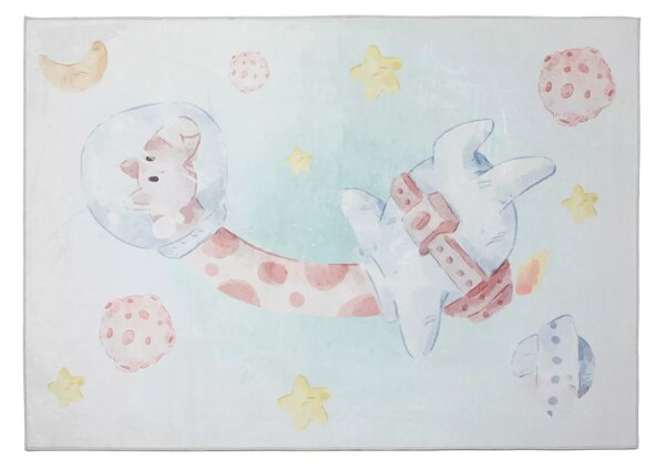 Makro Abra Kusový dětský koberec KIDS 2403176N-1 Žirafa Vesmír šedý modrý Rozměr: 80x150 cm
