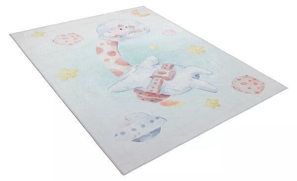 Makro Abra Kusový dětský koberec KIDS 2403176N-1 Žirafa Vesmír šedý modrý Rozměr: 80x150 cm