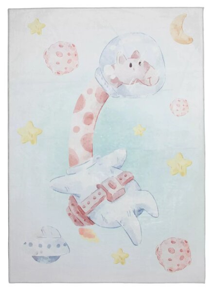 Makro Abra Kusový dětský koberec KIDS 2403176N-1 Žirafa Vesmír šedý modrý Rozměr: 80x150 cm
