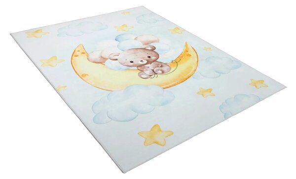 Makro Abra Kusový dětský koberec KIDS 2403179N Medvídek Měsíc Mráčky krémový Rozměr: 80x150 cm