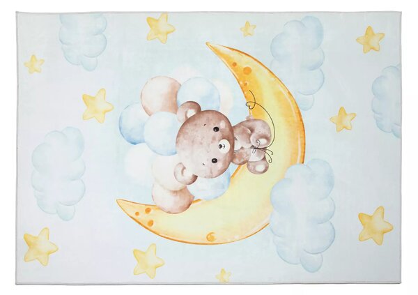 Makro Abra Kusový dětský koberec KIDS 2403179N Medvídek Měsíc Mráčky krémový Rozměr: 80x150 cm