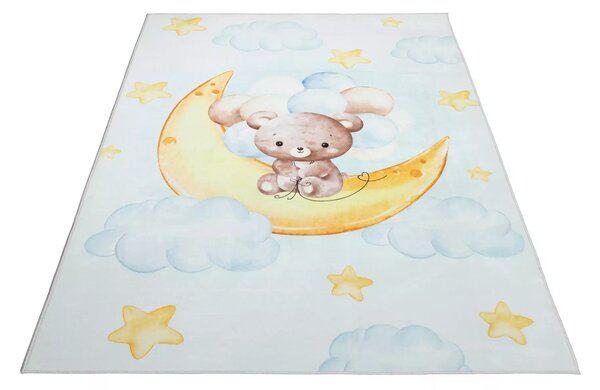 Makro Abra Kusový dětský koberec KIDS 2403179N Medvídek Měsíc Mráčky krémový Rozměr: 80x150 cm