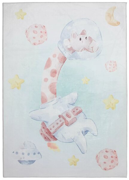 Makro Abra Kusový dětský koberec KIDS 2403176N-1 Žirafa Vesmír šedý modrý Rozměr: 80x150 cm