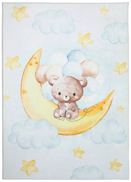 Makro Abra Kusový dětský koberec KIDS 2403179N Medvídek Měsíc Mráčky krémový Rozměr: 80x150 cm