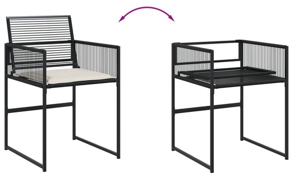 17dílný zahradní jídelní set s poduškami černý polyratan 3295032