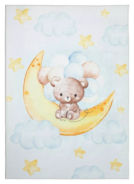 Makro Abra Kusový dětský koberec KIDS 2403179N Medvídek Měsíc Mráčky krémový Rozměr: 80x150 cm