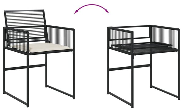 11dílný zahradní jídelní set s poduškami černý polyratan 3295029