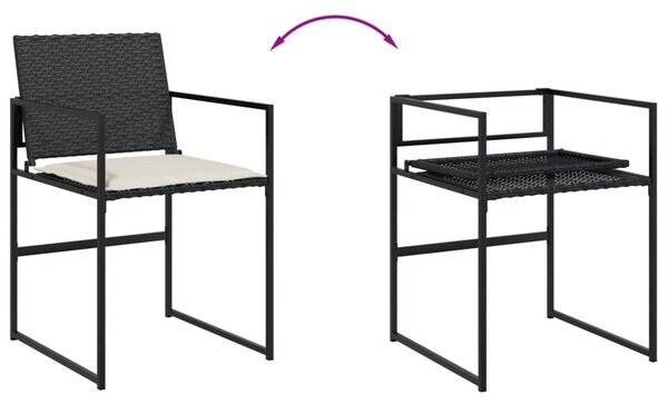9dílný zahradní jídelní set s poduškami černý polyratan 3295063