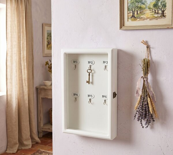 Bílá dřevěná skříňka na klíče - 24*7*38 cm - Clayre & Eef