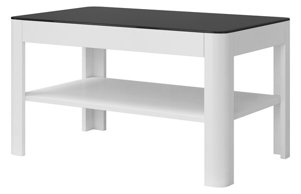 Konferenční stolek Tiano 99, bílá/černé sklo