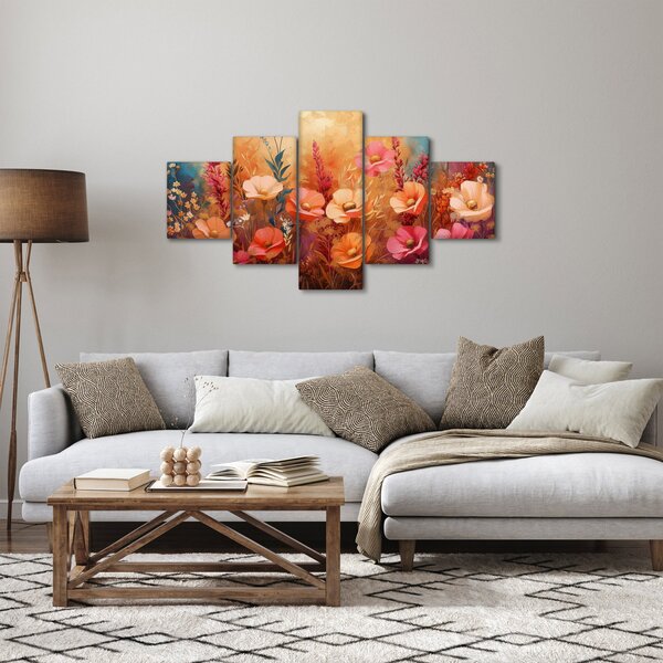 Obraz - Luční kvítí, malba (125x70 cm)