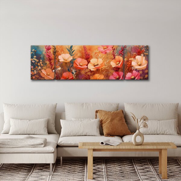 Obraz - Luční kvítí, malba (170x50 cm)